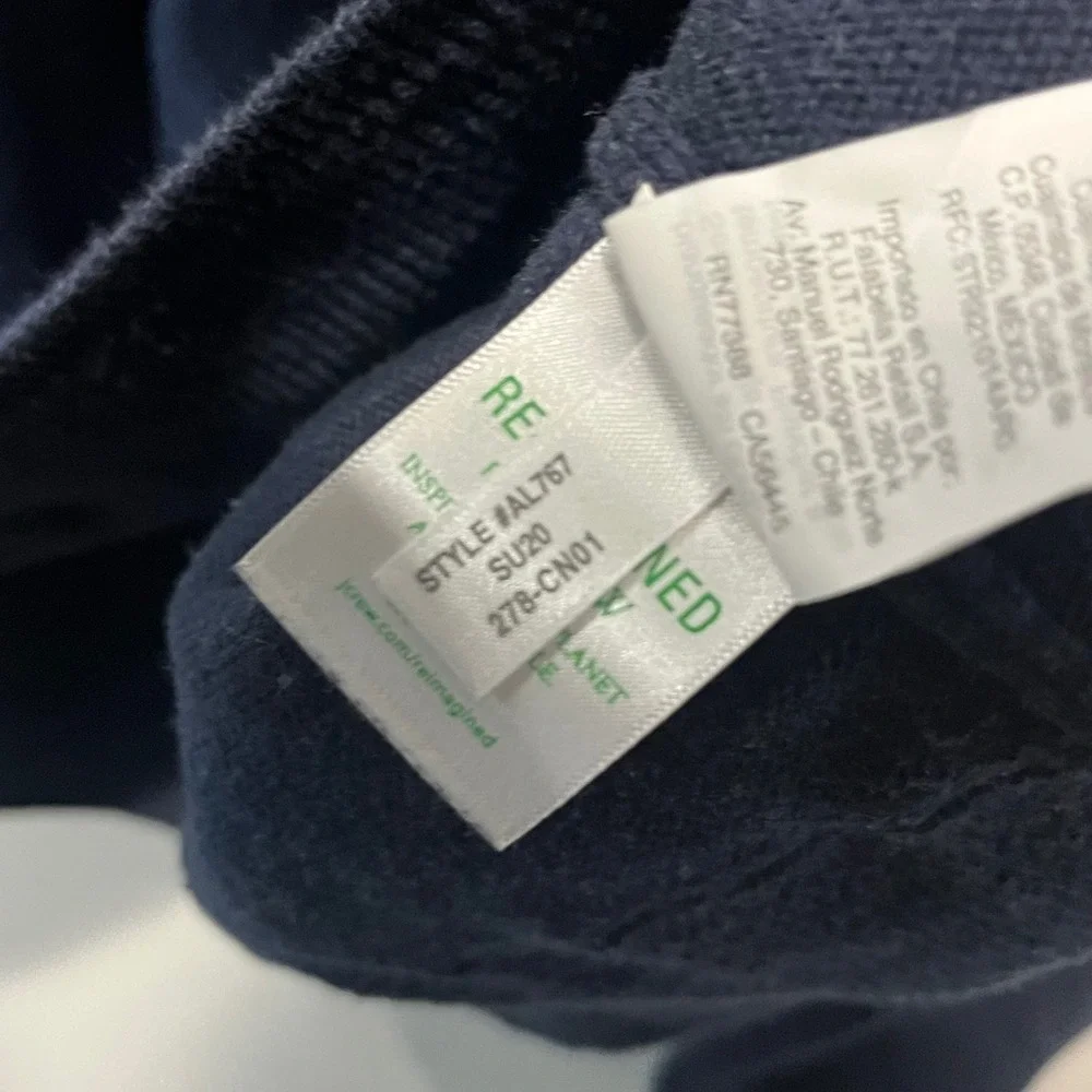 J Crew‎ Organic Cotton Half Zip Pullover Sweater Navy Stripe Organic Men's Large